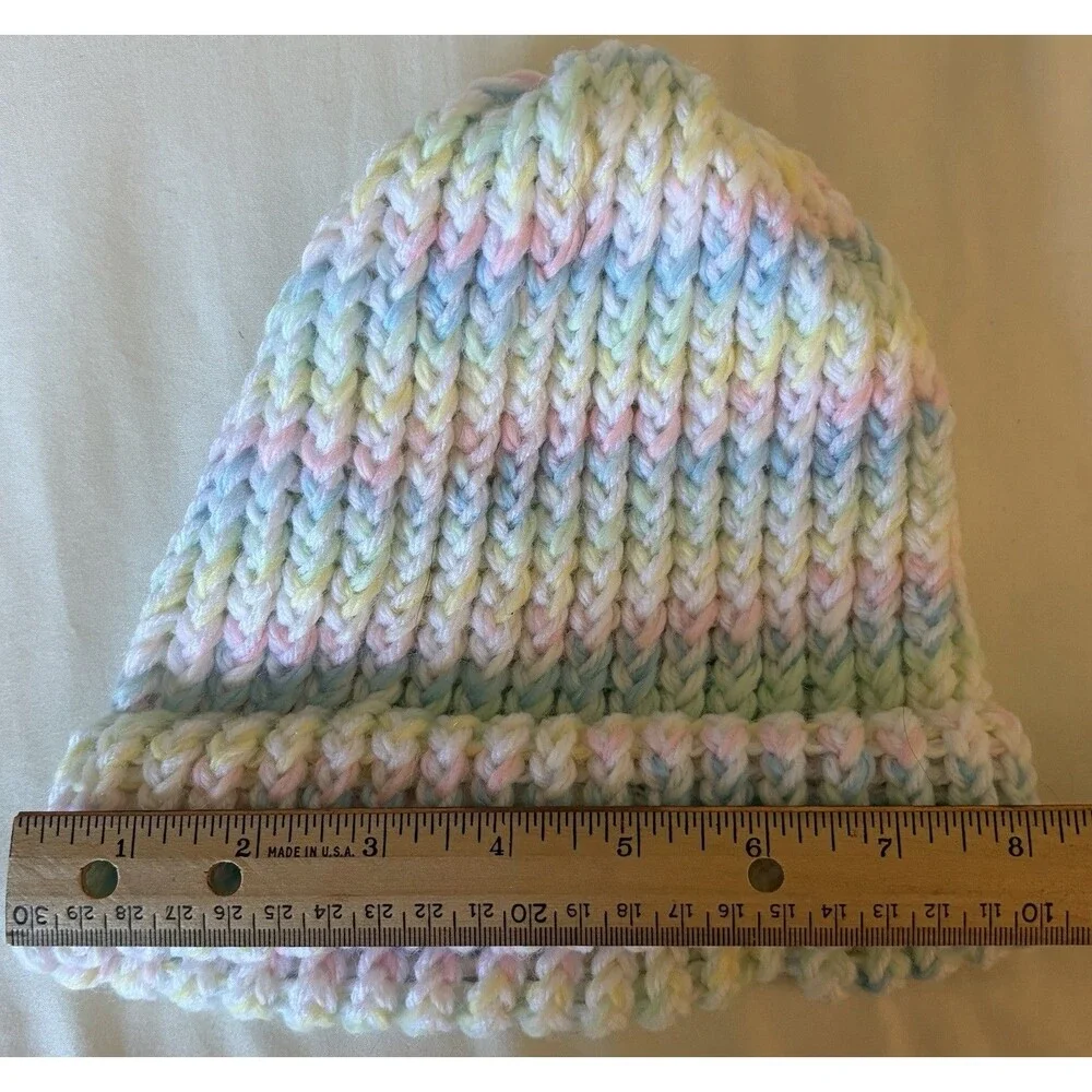 Rainbow Colored Knit Beanie And Scarf Set For Kids